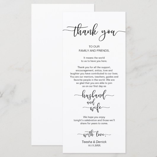 Hochzeitsplattform Vielen Dank, schwarze Skriptkar Programm (Vorne/Hinten)