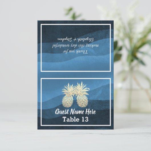 Hochzeitsplatz Escort Tischnummer Gold Ananas (Stehend Vorderseite)