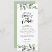 Hochzeitsplatz Eukalyptus Vielen Dank Karte (Vorne/Hinten)