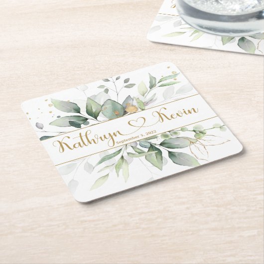 Hochzeitsplatz für Grüne und Gold Rechteckiger Pappuntersetzer (angewinkelt)