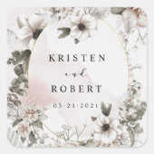 Hochzeitsplatz mit Blumen Quadratischer Aufkleber (Vorderseite)