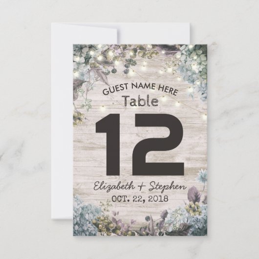 Hochzeitsplatz Tischnummer Chic florale Holzleucht (Vorderseite)