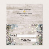 Hochzeitsplatz Tischnummer Chic florale Holzleucht (Außenseite Aufgefaltet)