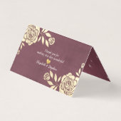 Hochzeitsplatz Tischnummer Gold Rose Burgundy Red (Rückseite)