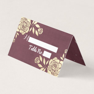 Hochzeitsplatz Tischnummer Gold Rose Burgundy Red