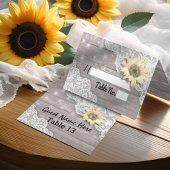 Hochzeitsplatz Tischnummer Spitzen Sonnenblumen Ho