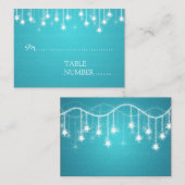 Hochzeitsplätze Blau schimmernde Sterne Platzkarte (Vorne/Hinten)
