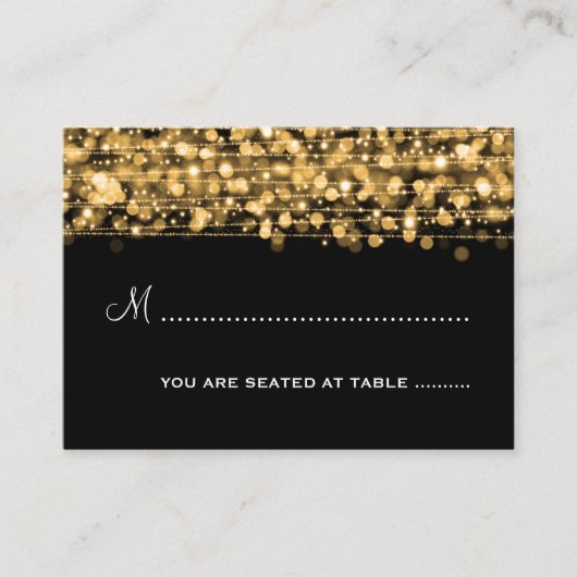 Hochzeitsplätze Party Glitzern Gold Platzkarte (Vorderseite)