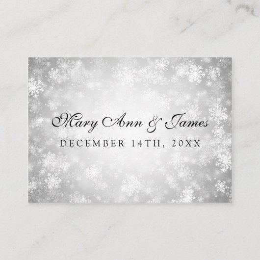 Hochzeitsplätze Silver Winter Wonderland Platzkarte (Rückseite)