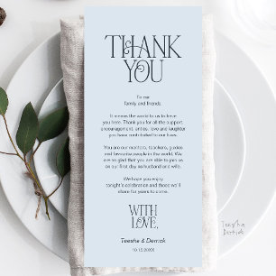 Hochzeitsplatzierung Danke Misty Blue Karte