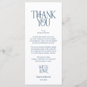 Hochzeitsplatzierung Danke Navy Blau Karte (Vorderseite)