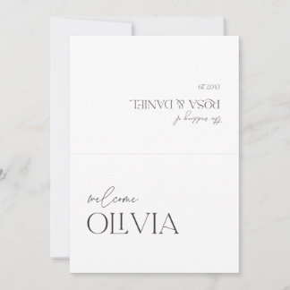 Hochzeitsplatzkarte – Minimalistische Schwarz-Weiß Einladung