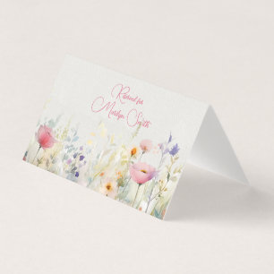Hochzeitsplatzkarte mit Wildblumenrand
