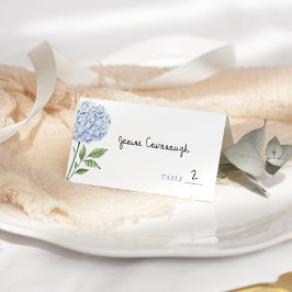Hochzeitsplatzkarten, einzelne blaue Hortensie kla Platzkarte