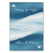 Hochzeitsplatzkarten Hühner-Symbol - Serene Blue Tischnummer (Vorderseite)