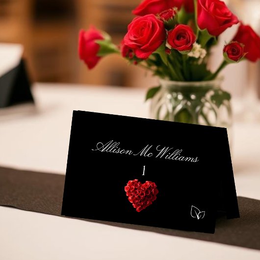 Hochzeitsplatzkarten Vegane Ikone-Rote Rosen Tischnummer