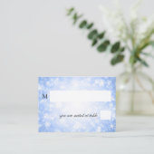 Hochzeitsplecards Blue Winter Wonderland Platzkarte (Stehend Vorderseite)