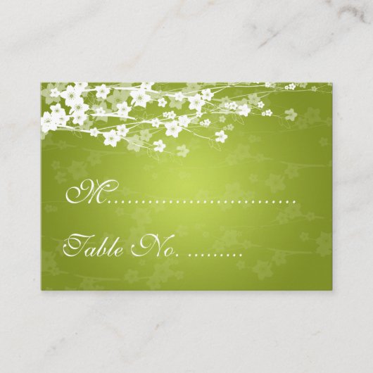 Hochzeitsplecards Cherry Blossom Lime Green Platzkarte (Vorderseite)