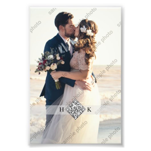 Hochzeitsportrait | Monogram QR Code Fotodruck (Vorne)