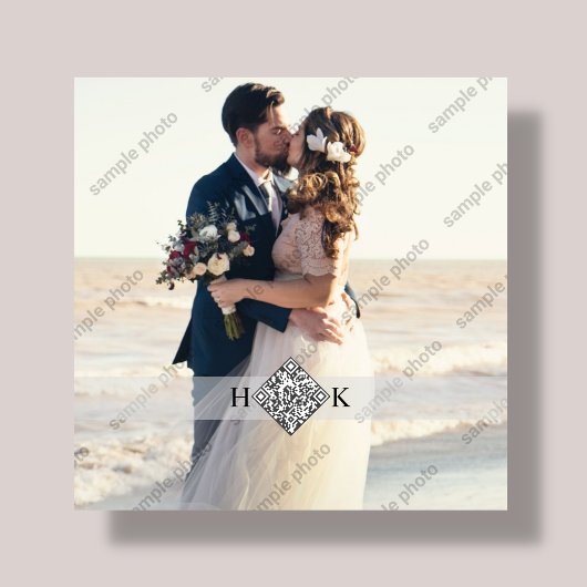 Hochzeitsportrait | Monogram QR Code Fotoplatte