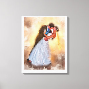 Hochzeitsportrait , personalisierte Geschenkkunst Leinwanddruck