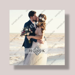 Hochzeitsporträt   Monogramm-QR-Code Fotoplatte