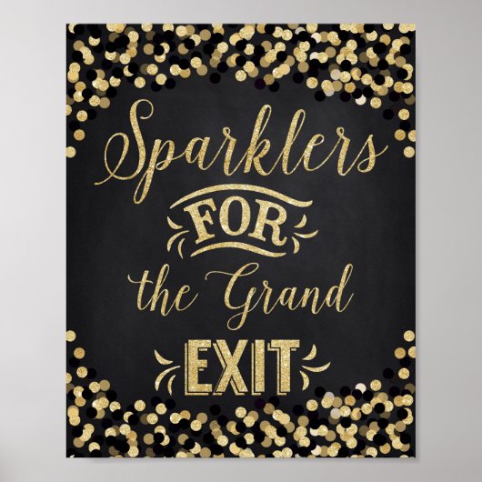 Hochzeitsposter Schwarzes Gold - Sparklers Poster (Vorne)