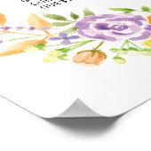 Hochzeitsposter Sitzplätze Lila Blume mit Blumenmu Poster (Ecke)