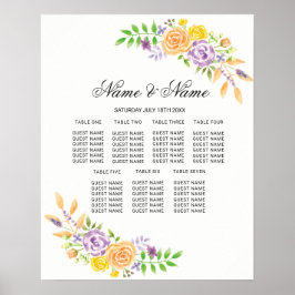 Hochzeitsposter Sitzplätze Lila Blume mit Blumenmu Poster