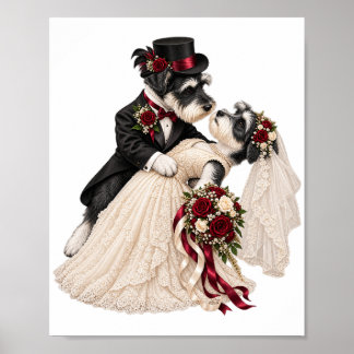Hochzeitsposter - Süße Terrier-Braut und Bräutigam Poster