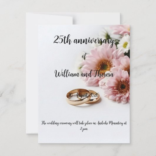 Hochzeitspostkarte Einladung (Vorderseite)