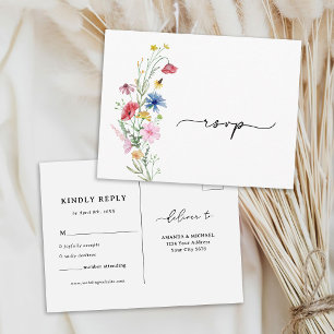 Hochzeitspostkarte für Wildblumen RSVP Postkarte