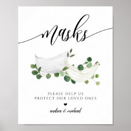 HochzeitsPPE maskiert soziale Wasserfarbe Poster