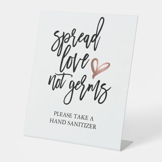 Hochzeitspread-Liebe nicht Germs Sanitizer Sockelschild (Vorderseite)