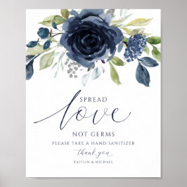 Hochzeitspread-Liebe nicht Germs signieren Navy Fl Poster