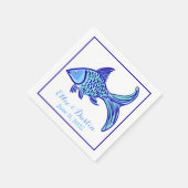 Hochzeitspreppy Blue Fish Personalisiert Serviette (Ecke)