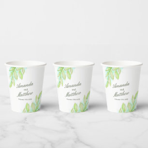 Hochzeitspringgrün Blätter individuelle Name Pappbecher