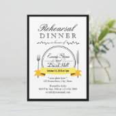 Hochzeitsprobe-Dinner-Einladungen mit schwarzer Um Einladung (Stehend Vorderseite)