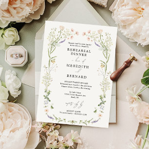 Hochzeitsprobe-Dinner im Vintage-Ländlich-Wildblum Einladung