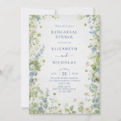 Hochzeitsprobe-Dinner mit Vintage-Wildblumen Einladung (Vorderseite)