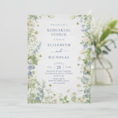 Hochzeitsprobe-Dinner mit Vintage-Wildblumen Einladung (Stehend Vorderseite)