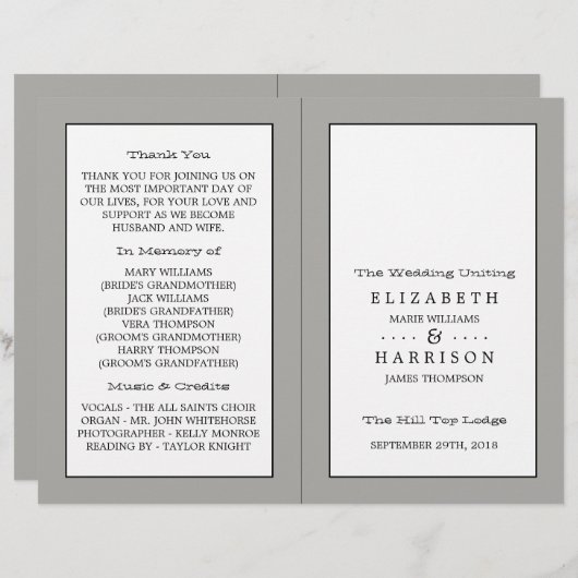 Hochzeitsprogramm (Vorne/Hinten)