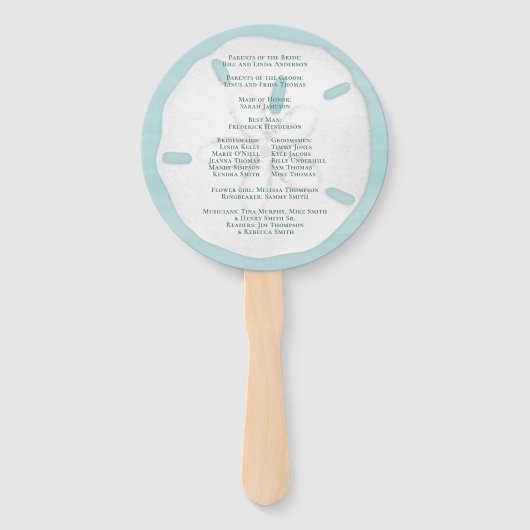 Hochzeitsprogramm am Strand Elegantes Ziel Fächer (Rückseite)