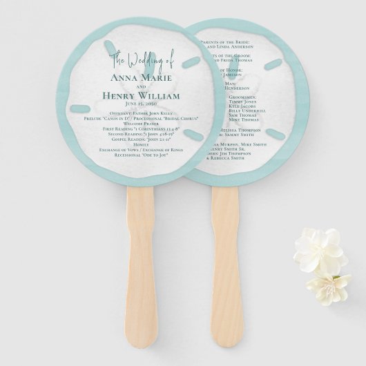 Hochzeitsprogramm am Strand Elegantes Ziel Fächer (Vorne und Hinten)