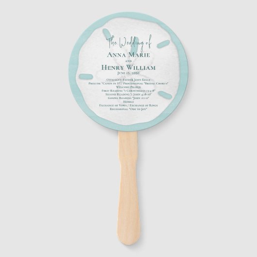 Hochzeitsprogramm am Strand Elegantes Ziel Fächer (Vorderseite)