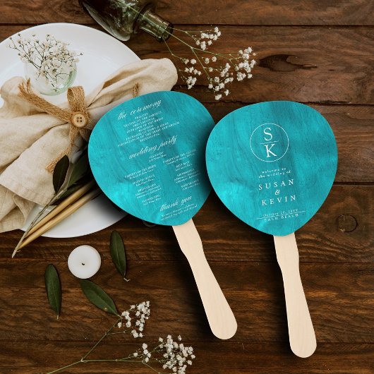 Hochzeitsprogramm Aqua Türkis & Aquamarine Wasserf Fächer