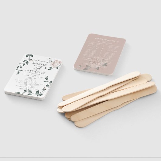 Hochzeitsprogramm | Aquarell Rose Floral Fächer (Non-assembled)