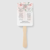 Hochzeitsprogramm | Aquarellfarbe Rosa Blütenfarbe Fächer (Rückseite)