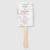 Hochzeitsprogramm | Aquarellfarbe Rosa Blütenfarbe Fächer (Vorderseite)