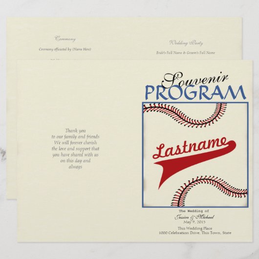 Hochzeitsprogramm Baseball (Vorne/Hinten)